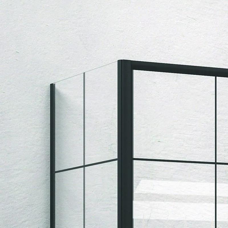 Kamalu - box doccia nero 100x70 scorrevole e laterale fisso vetro a quadrati neri nico-d3000s