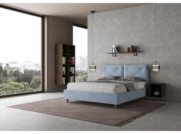 Letto contenitore da 160x190 in microfibra azzurro Appia