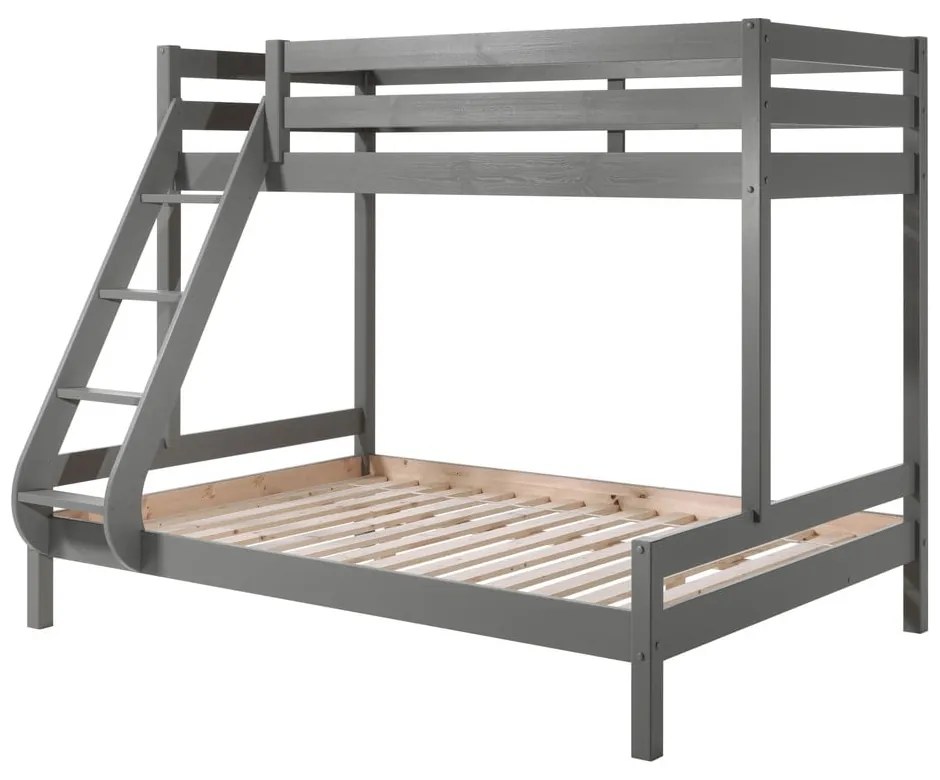 Letto a castello grigio per bambini 140x200/90x200 cm Pino - Vipack