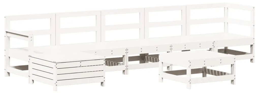 Set salotto da giardino 7 pz bianco in legno massello di pino