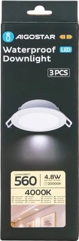 Aigostar- SET 3x Lampada da incasso da esterno LED LED/4,8W/230V 4000K IP65 bianco