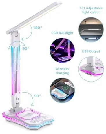 Lampada da tavolo LED RGB dimmerabile ricaricabile touch 7,5W 2700-5300K bianco