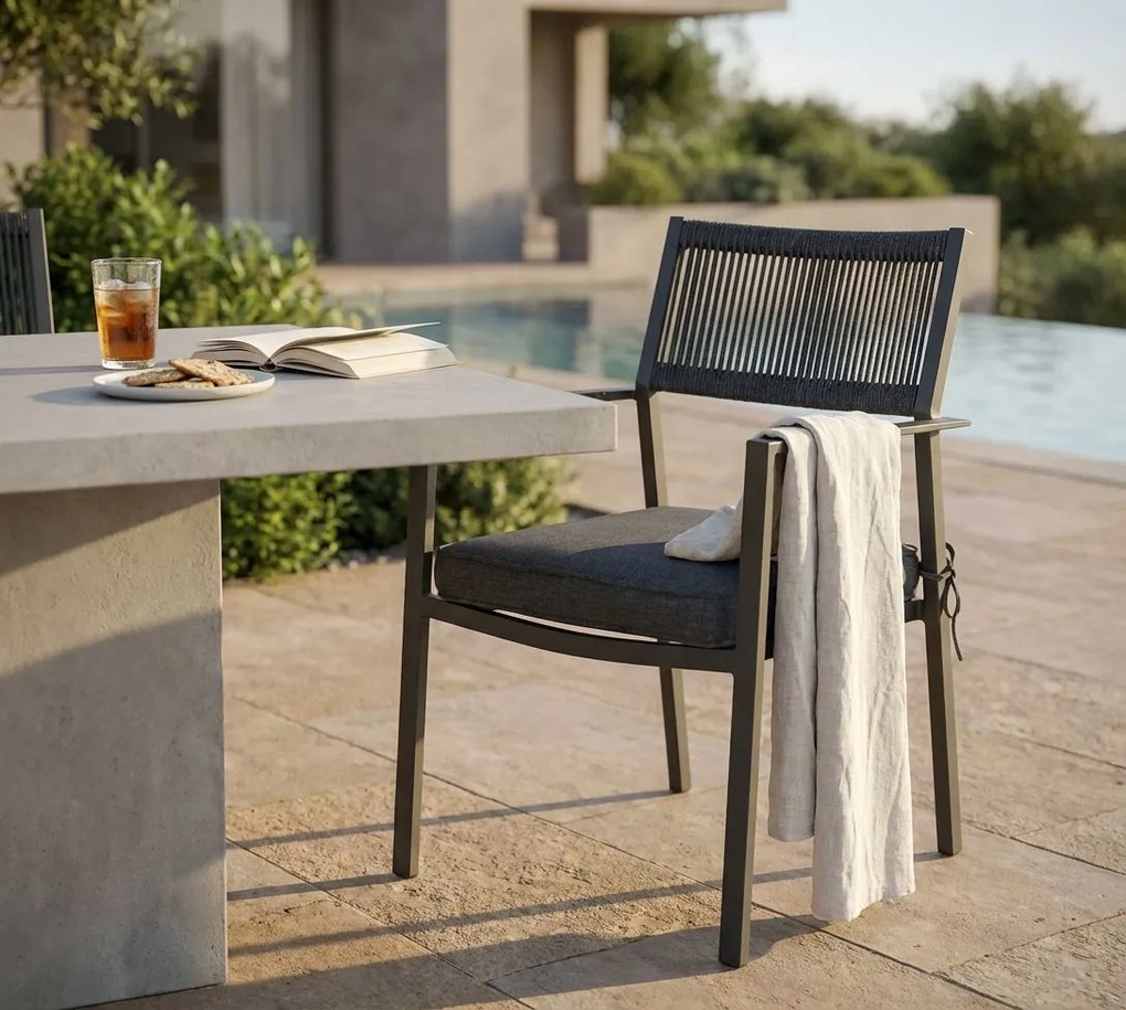 CONGA - poltrona impilabile con struttura in alluminio bianca, taupe o antracite