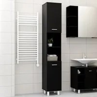 Armadio da Bagno Nero 30x30x179 cm in Truciolato