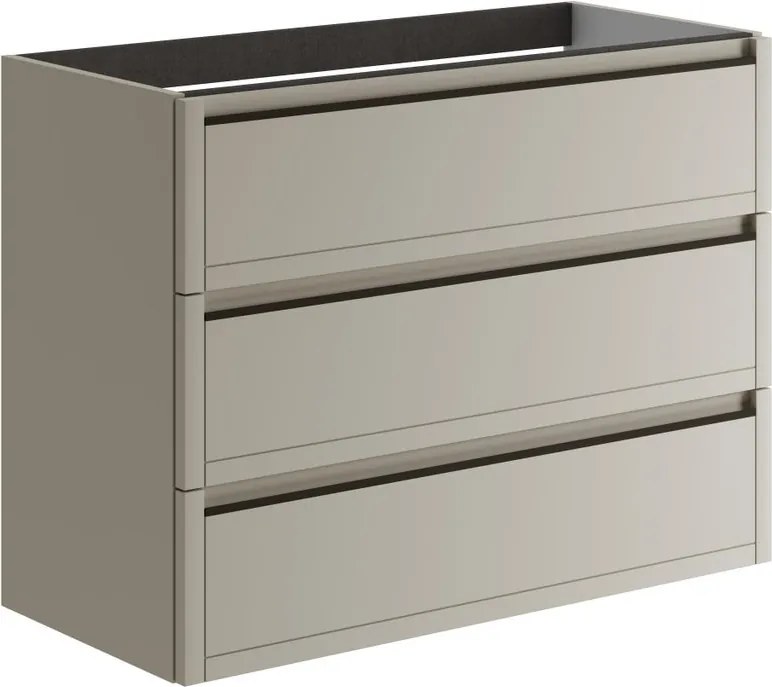Mobile da bagno sospeso sotto lavabo L 99.5 x H 78 x P 45.5 cm beige opaco, 3 cassetti Tratto