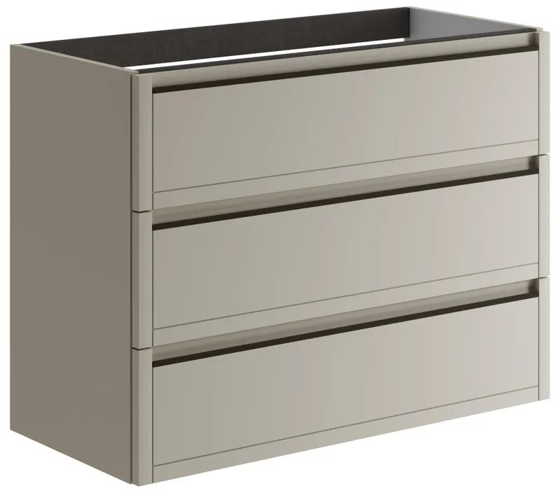 Mobile da bagno sotto lavabo Tratto beige opaco L 99.5 x H 78 x P 45.5 cm 3 cassetti, lavabo non incluso