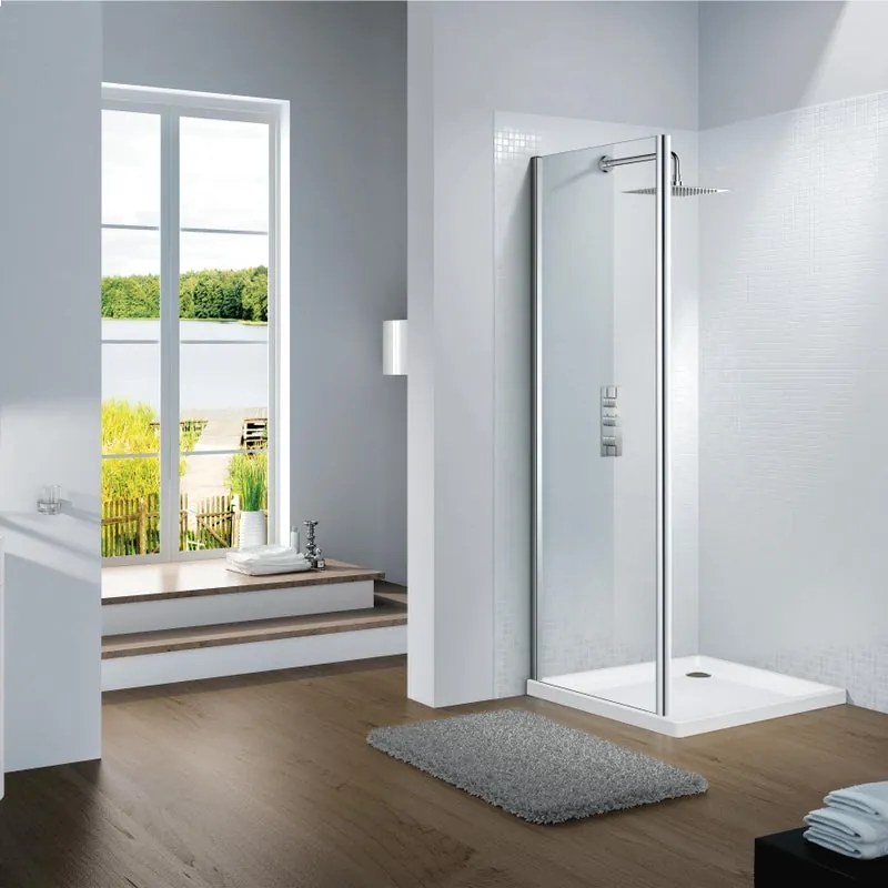 Lato fisso per box doccia Slimline L 80 x H 195cm, Sp. 6 mm vetro vetro senza finitura / trasparente profilo in alluminio argento anodizzato