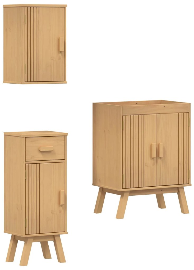 Set di mobili da bagno in pino da 3 pezzi