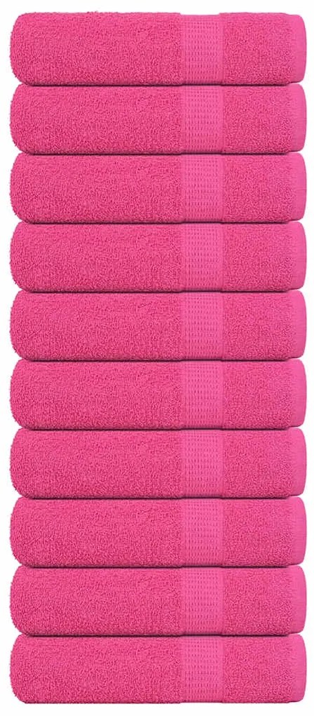 Asciugamani 10 Pz Rosa 50x100 Cm 360 G/m² 100% Cotone /