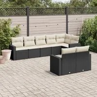 Set Divani da Giardino con Cuscini 8 pz Nero in Polyrattancod mxl 111000