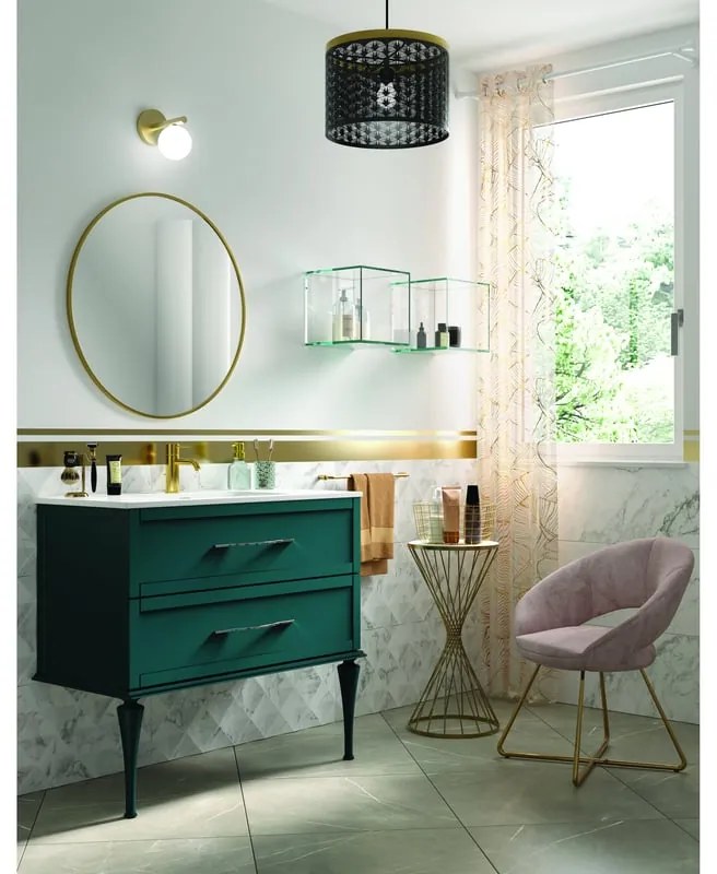 Piedino mobili da bagno (componibile) Tiffany in acciaio blu petrolio H 35 cm 2 pezzi