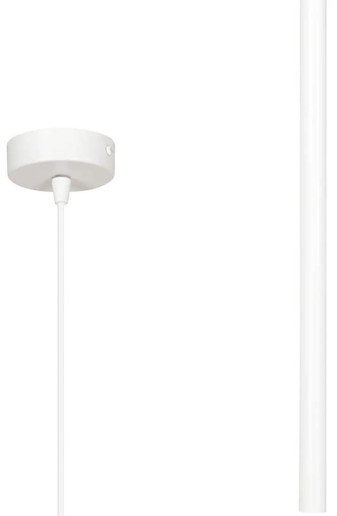 Lampadario 1 Luce Moderno Shu Acciaio Bianco E Paralume A Cilindro Sottile