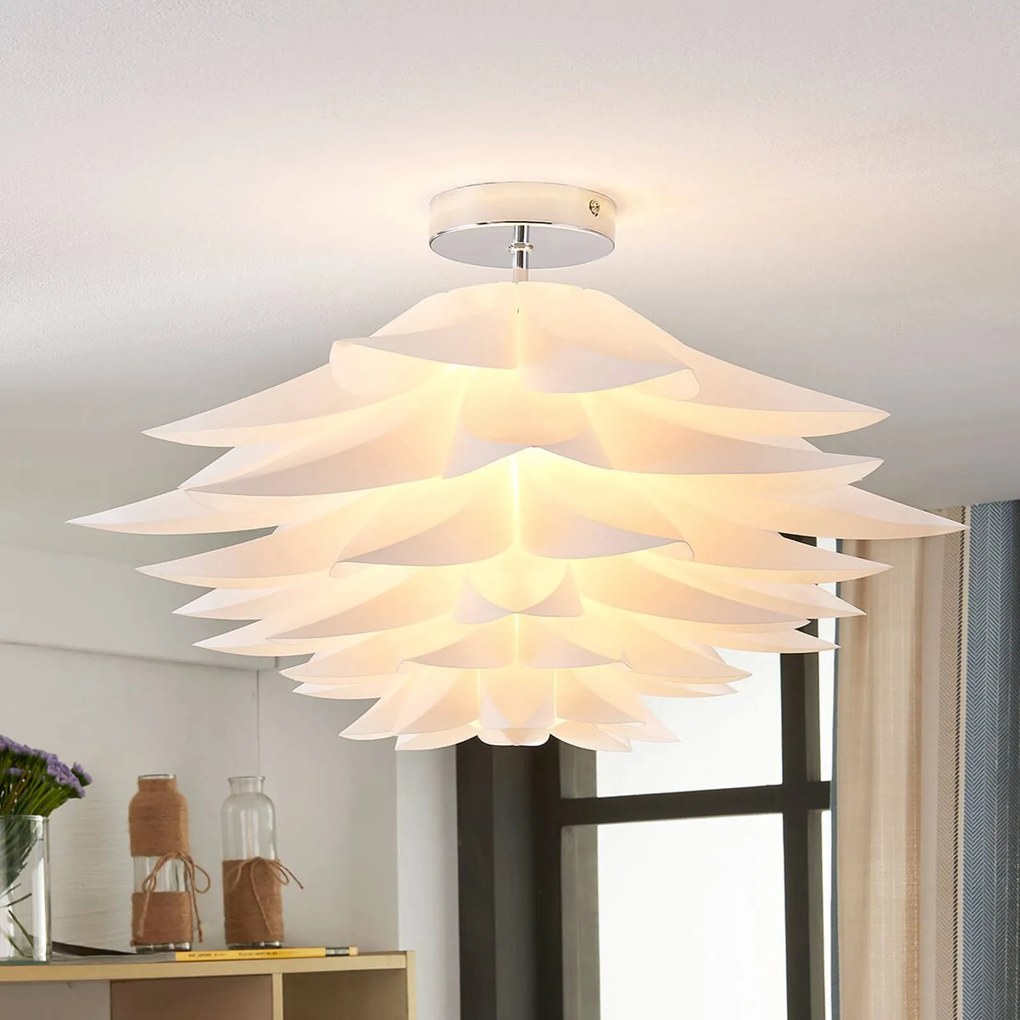 Lindby Rimon - lampada da soffitto bianca a fiore