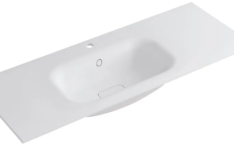 Lavabo a incasso rettangolare vasca centrale L 120.5 x H 15 x P 46 cm in resina bianco opaco