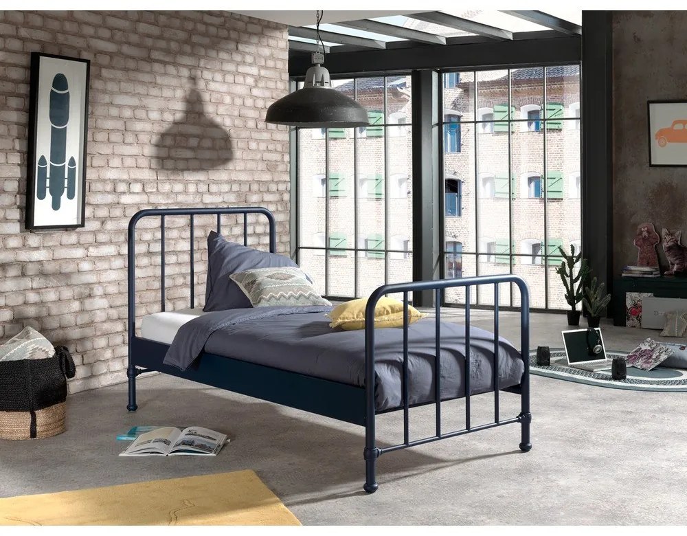 Letto per bambini in metallo blu scuro 90x200 cm BRONXX - Vipack