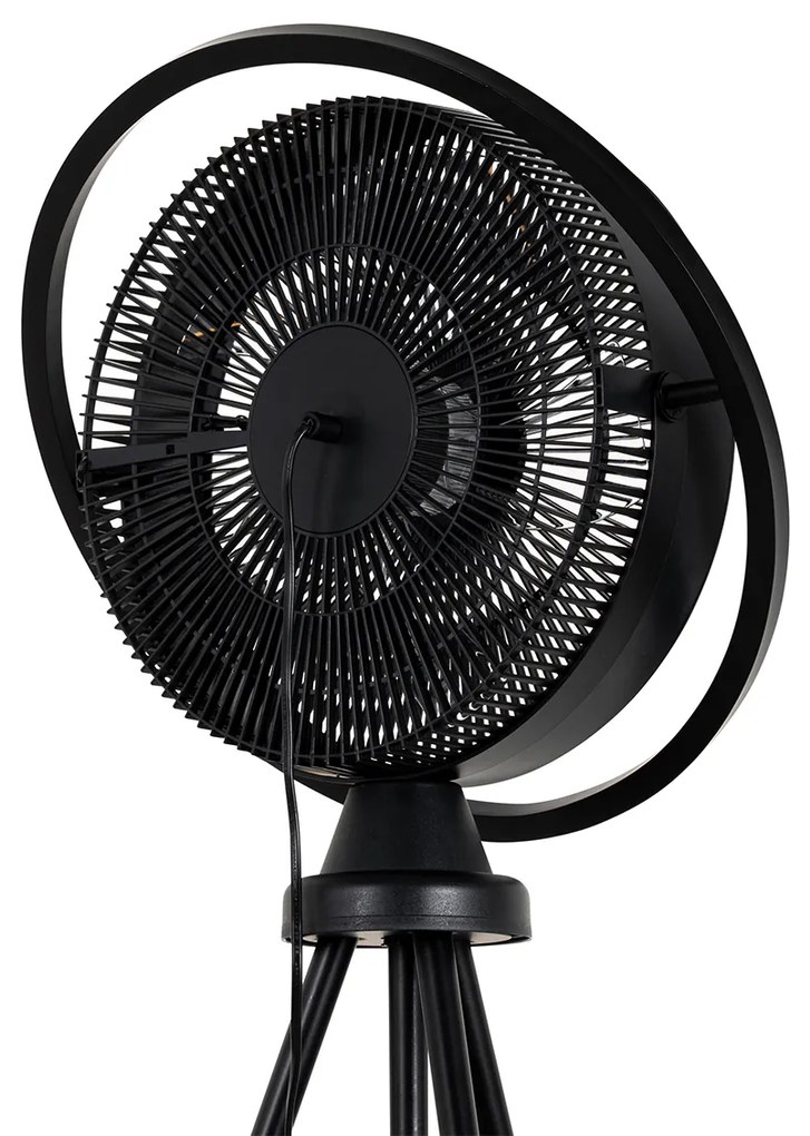 Ventilatore da pavimento a treppiede nero con LED dimmerabile 3 livelli regolabile - Marleen
