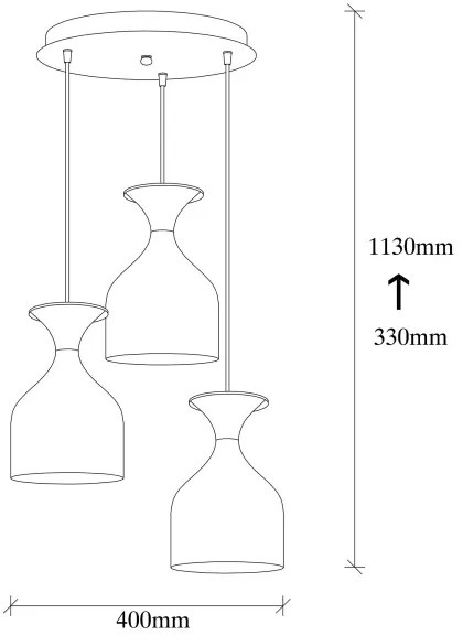 Lampadario a cavo SIVANI 3xE27/40W/230V bianco/rame