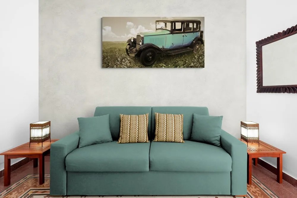 Quadro su tela – Auto retrò blu