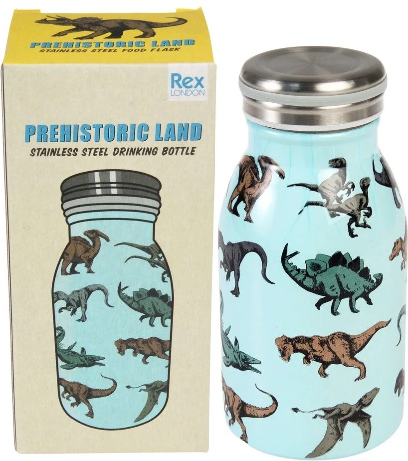 Bottiglia per bambini azzurra in acciaio inox 250 ml Prehistoric Land – Rex London
