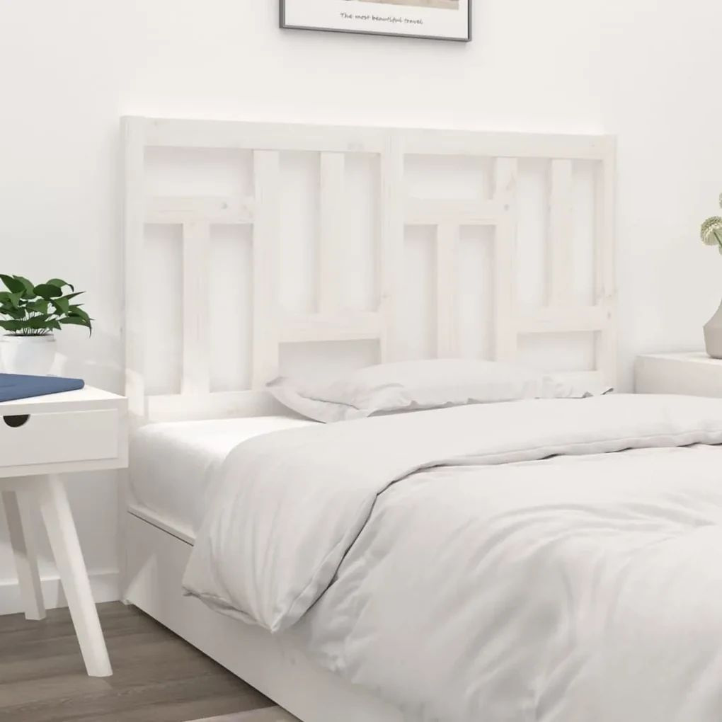 Testiera per letto bianca 205,5x4x100 cm legno massello di pino