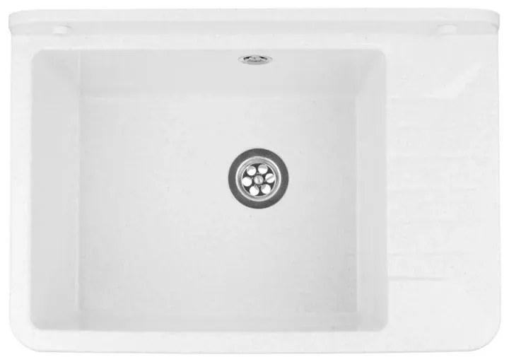 Lavatoio in resina 50x35 bianco con miscelatore a canna alta inox e scarico incluso