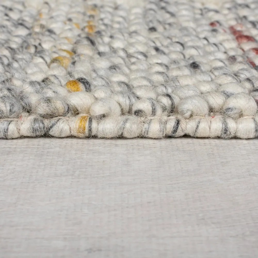 Tappeto grigio e crema tessuto a mano con lana 120x170 cm Minerals Border - Flair Rugs