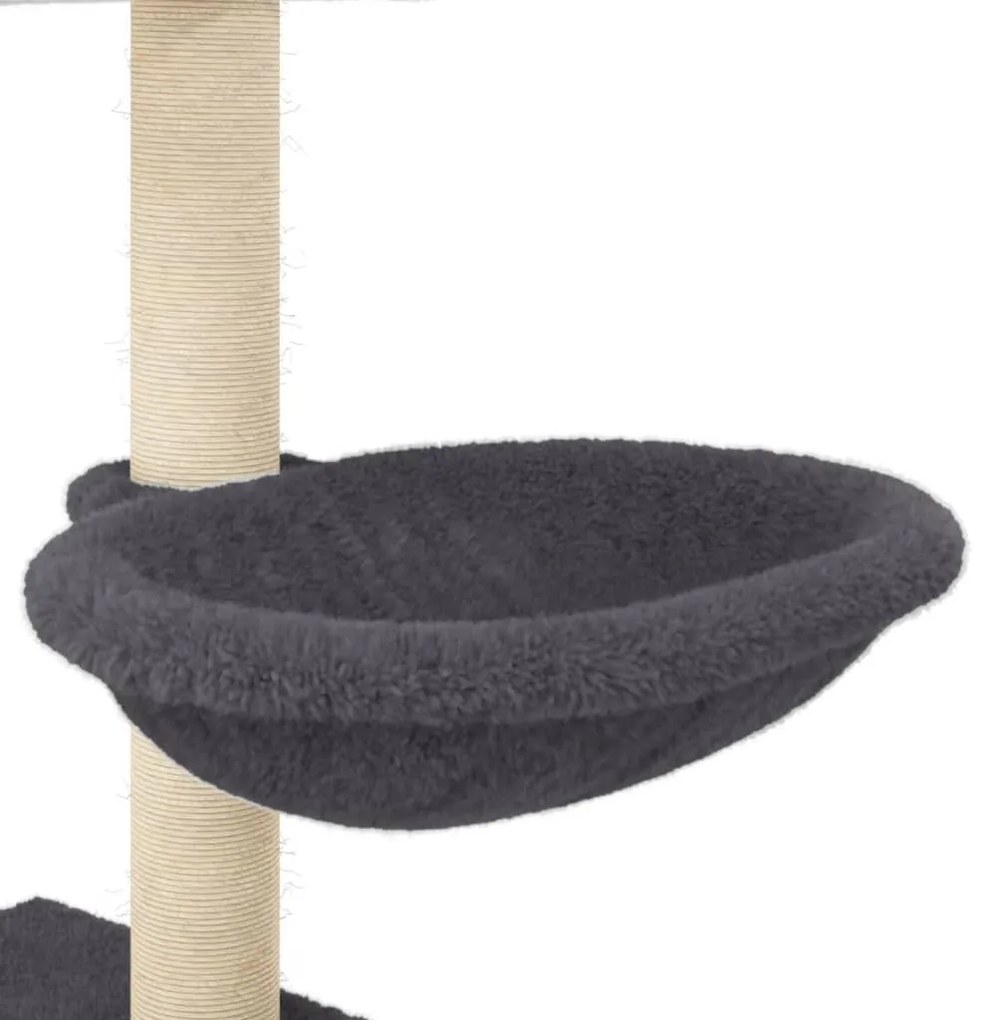 Albero per Gatti con Tiragraffi in Sisal Grigio Scuro 117 cm