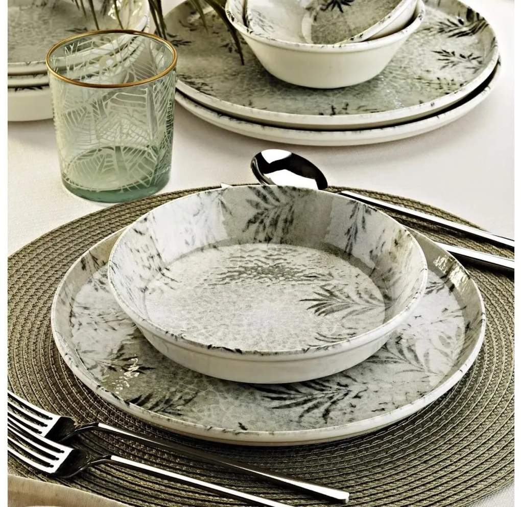 Set da pranzo 18 pezzi grigio/porcellana