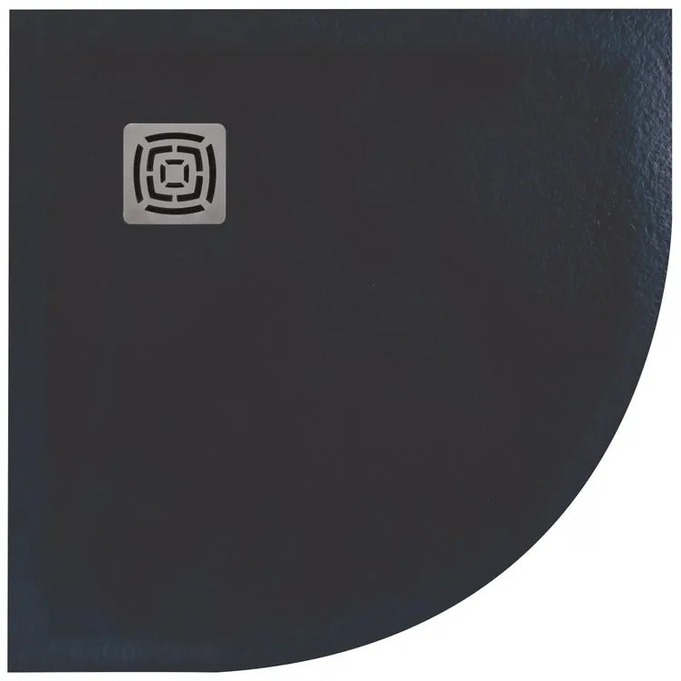 Piatto doccia in resina semicircolare FS25 antracite L 90 x L 90 x H 3 cm effetto pietra