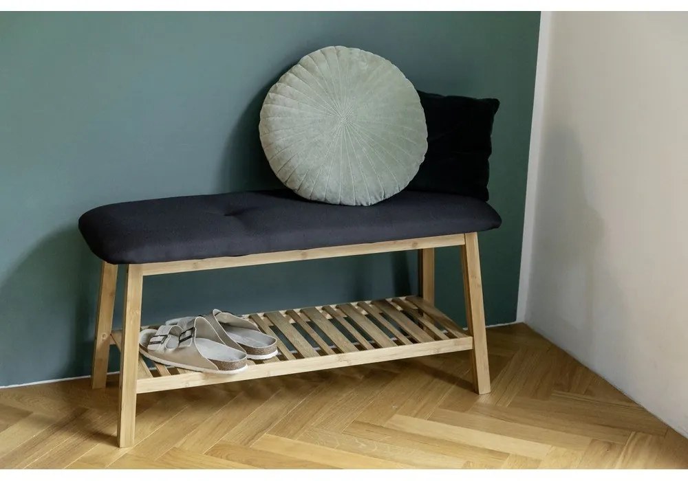 Scarpiera in bambù nero/naturale con panca Ecori - Wenko