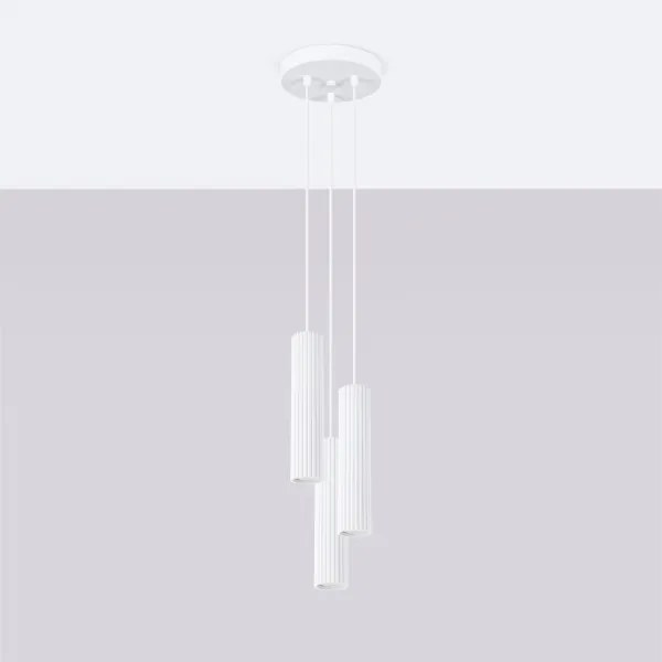 Sollux SL.1538 - Lampadario a sospensione con filo KARBON 3xGU10/10W/230V bianco