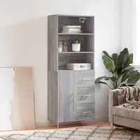 Credenza Grigio Sonoma 69,5x34x180 cm in Legno Multistrato 3189435