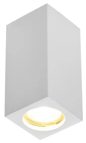 Plafoniera Quadrata 70x70x140mm in Gesso Pitturabile GU10 e GU5.3 Base GU10