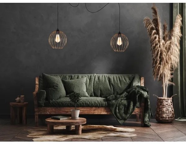 Lampadario a sospensione con filo MATT 2xE27/60W/230V ragno nero/rame