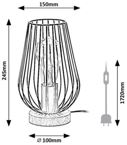 Rabalux 6915 - Lampada da tavolo GREMIO 1xE27/40W/230V nero