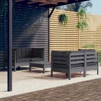 Set Divani da Giardino 5 pz con Cuscini Antracite Legno di Pino 3096024