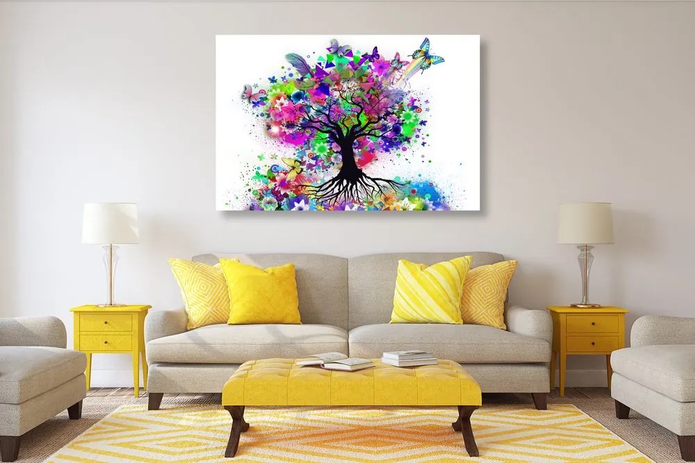 Quadro su tela – Albero fiorito pieno di colori
