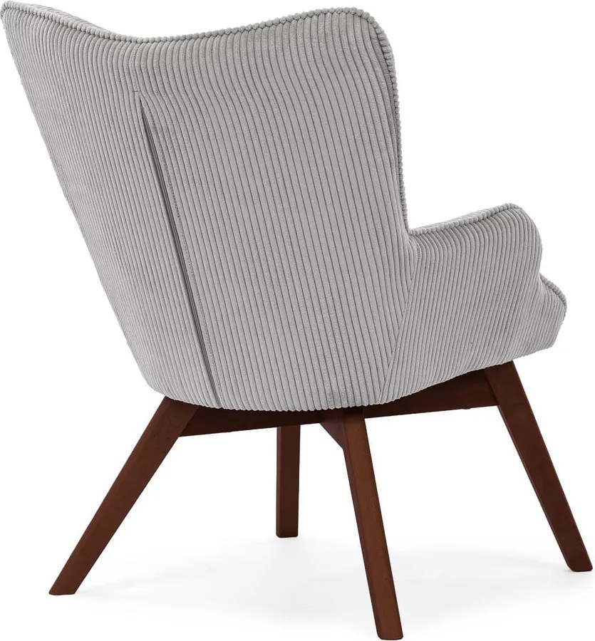 Poltrona grigia con rivestimento in velluto a coste Niko – Ropez