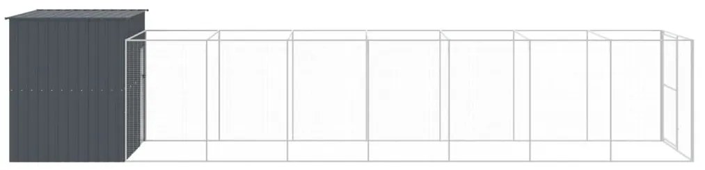 Casetta cani con corsa antracite 214x865x181 cm acciaio zincato