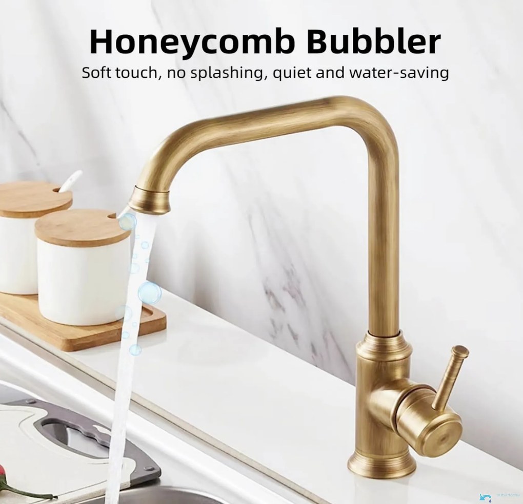 Rubinetto da bagno EYN AQ1829 in ottone con bocca girevole, disponibile in più finiture