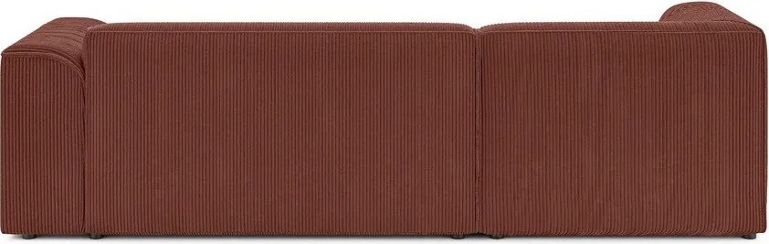 Divano angolare color terracotta (con penisola a sinistra/con chaise lounge) con rivestimento in velluto a coste Merid – Ropez