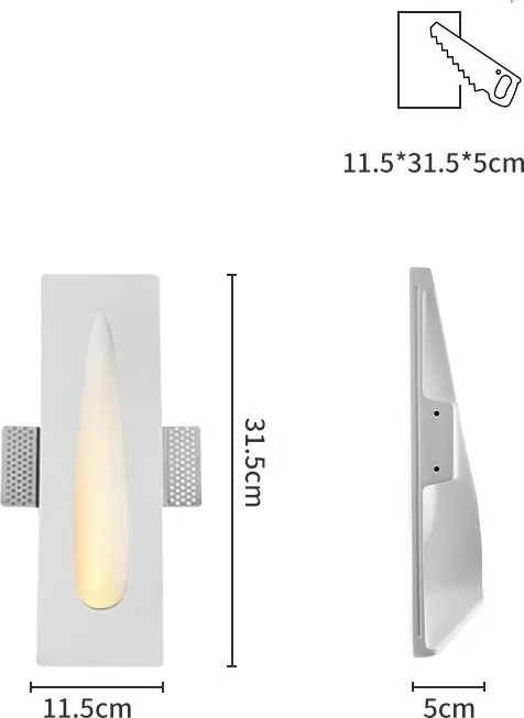Segnapasso da Incasso GU11 Rettangolare in Gesso Pitturabile