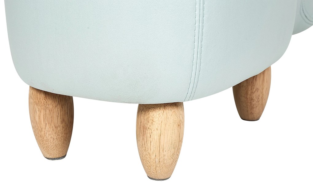 Pouf animaletto velluto azzurro e legno chiaro HIPPO Beliani