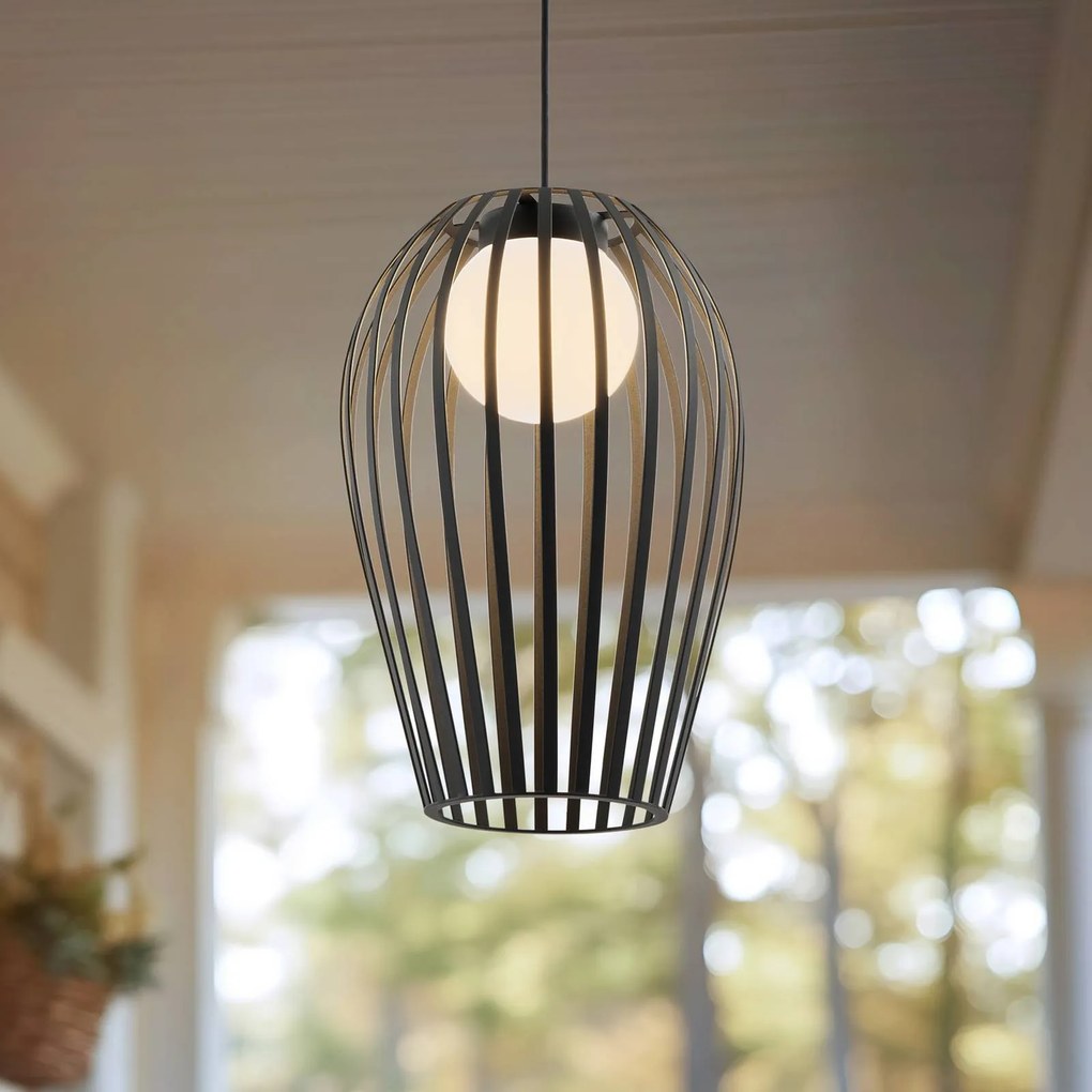 Lucande lampada a sospensione da esterno Marrin, nero, metallo, Ø 31 cm