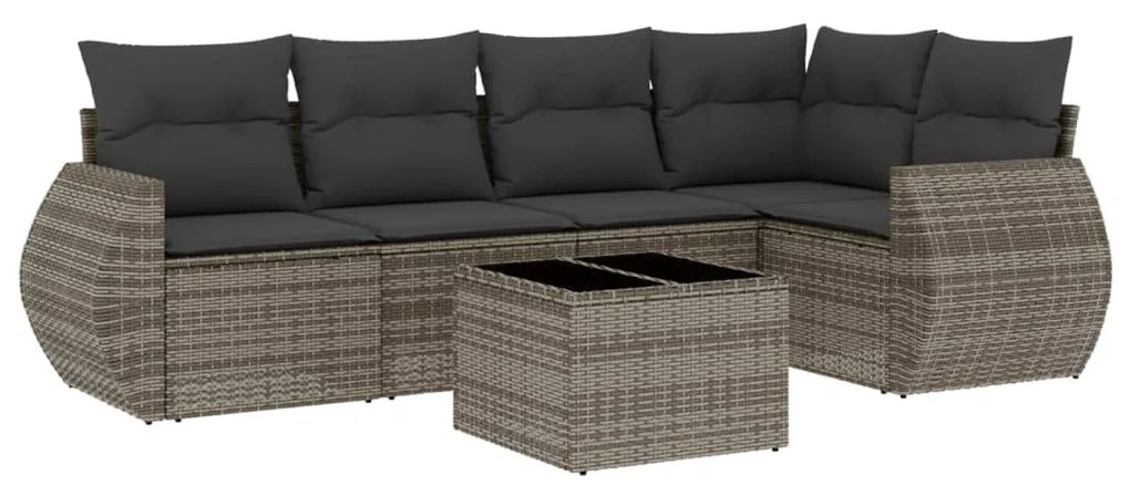 Set divano da giardino 6 pz con cuscini grigio in polyrattan