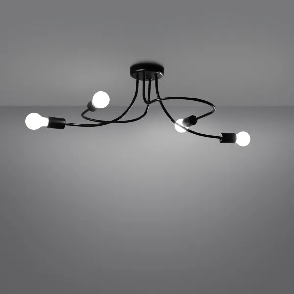Sollux SL.1455 - Lampadario a sospensione con supporto rigido LEVAR 4xE27/15W/230V nero