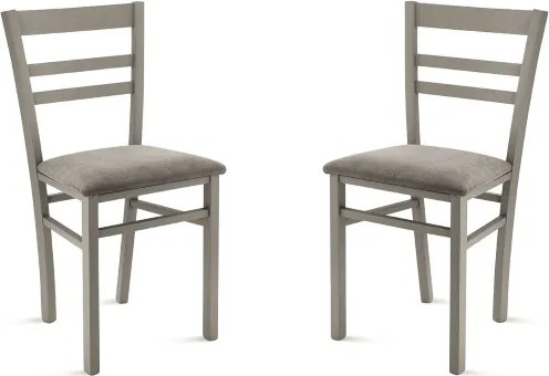 Sedia imbottita in tessuto Grigio Chiaro e sruttura in legno HOLLY 2 sedie