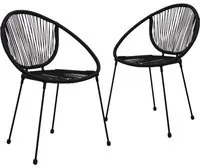 Sedie da Giardino 2 pz in Rattan PVC Nero 48566