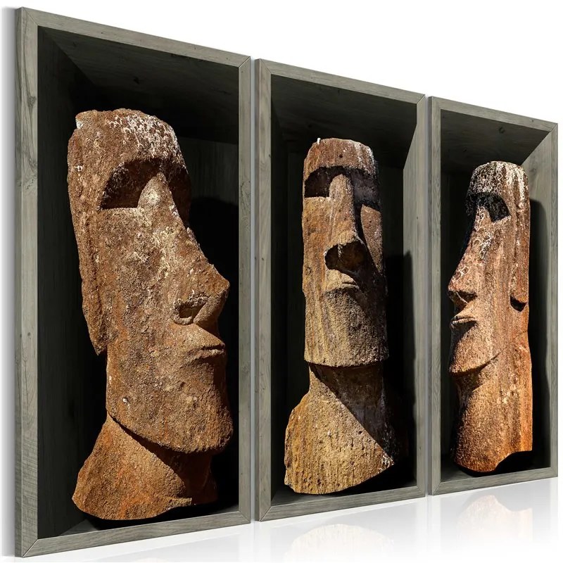 Quadro Moai (Easter Island)  Colore Nero, Dimensioni e Misure 90x60