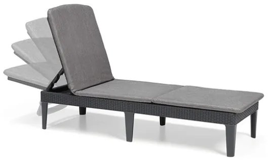 Lettino Prendisole In Resina Effetto Rattan Intrecciato Con Cuscino Jaipur Allibert Graphite